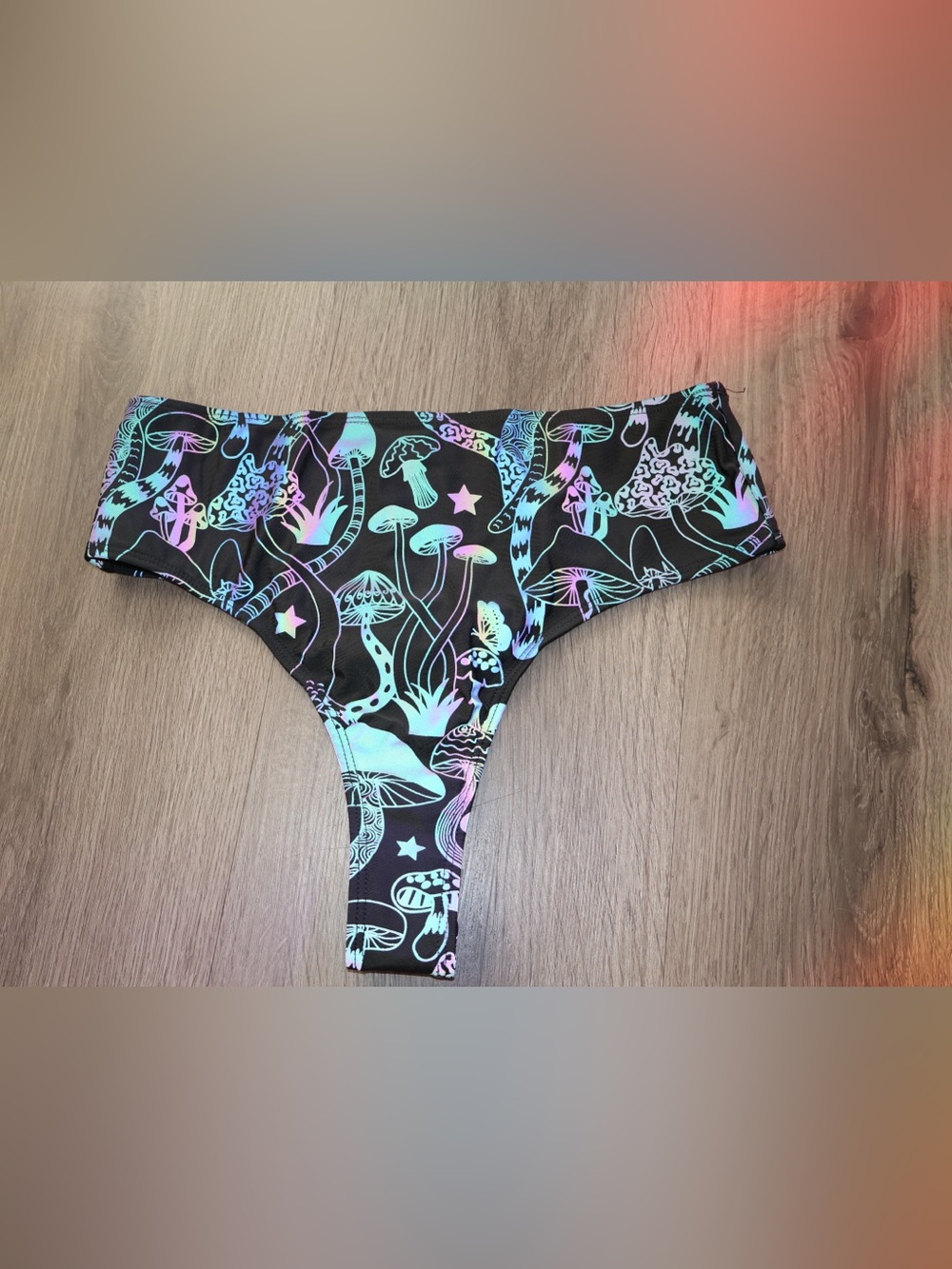 HeartRaves Reflective Mushroom High Waisted thong Rave Bottoms XL